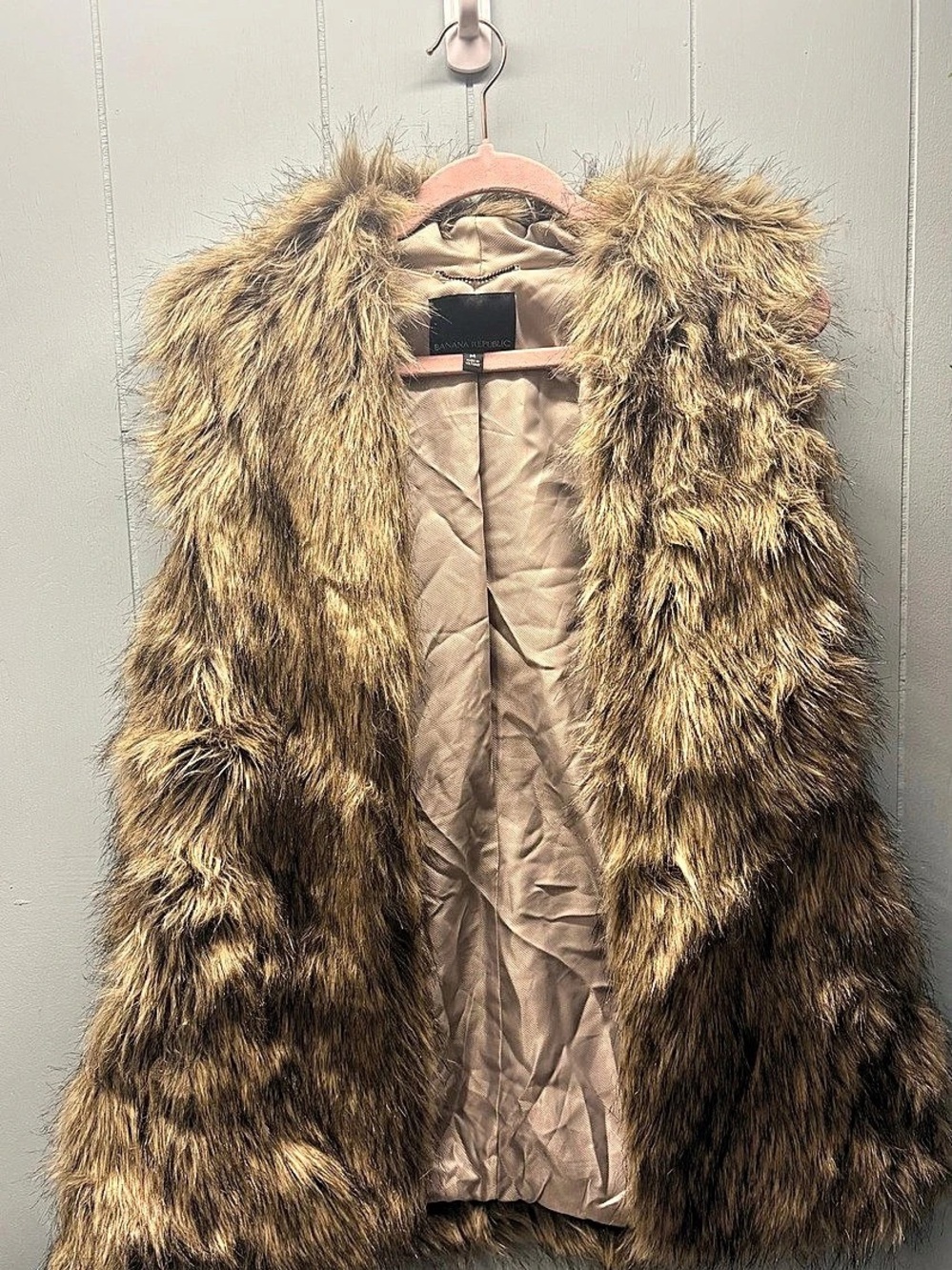 Banana Republic Faux Fur Vest Brown Medium